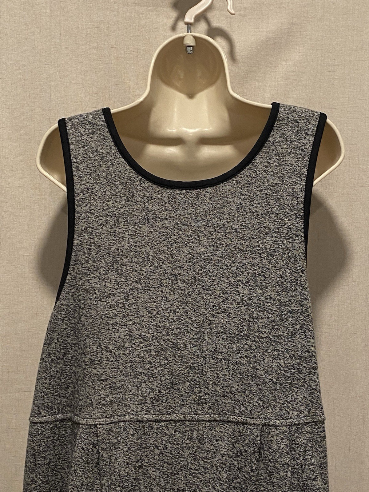 Vintage 1980s FADS Women’s Size: Petite Large Tank Dress Black & Gray Knit Boho