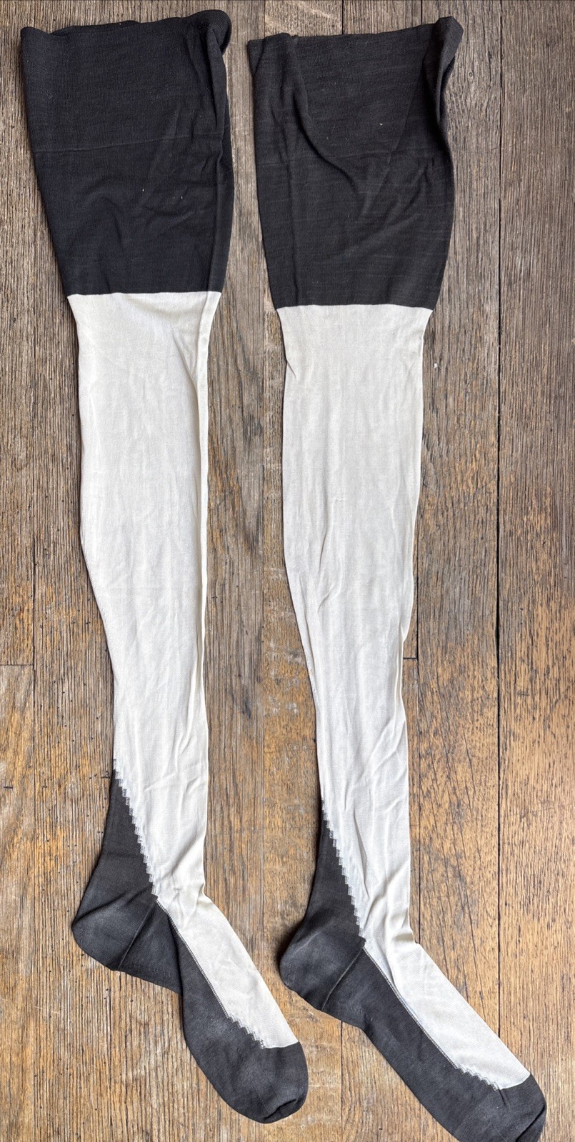 C 1900 – 20s Edwardian Brown White Stockings Flapper