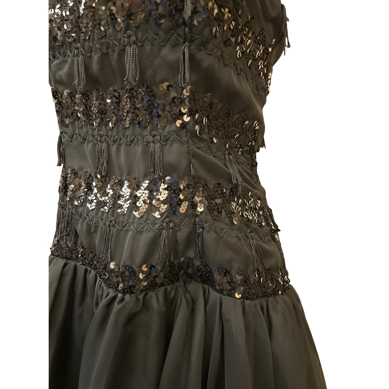 80s HW Collections Cocktail Dress Sequin Tassel Goth Whimsigoth Party LBD