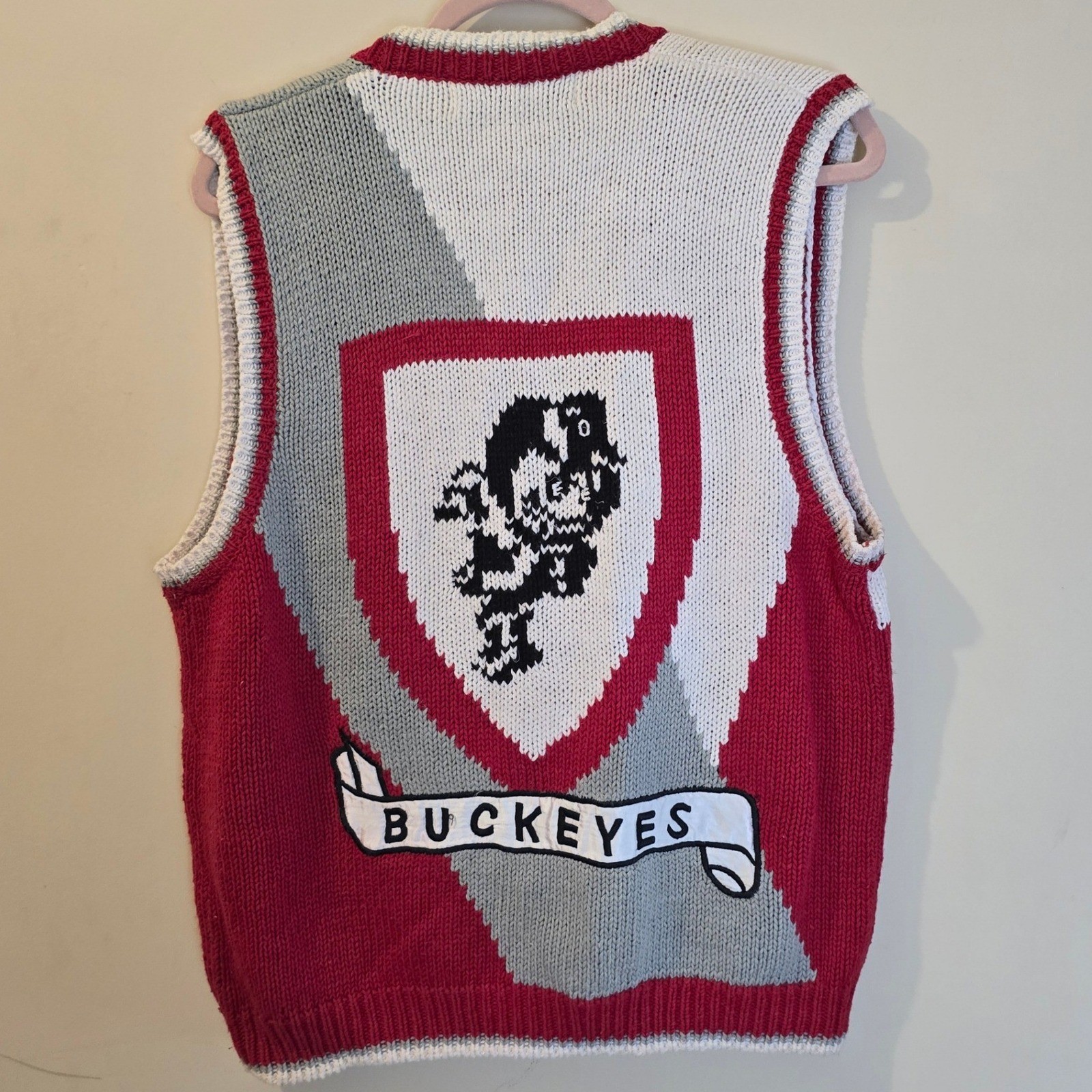 Vintage BellePointe Ohio State Buckeyes Sweater Vest Red Gray White Small NCAA