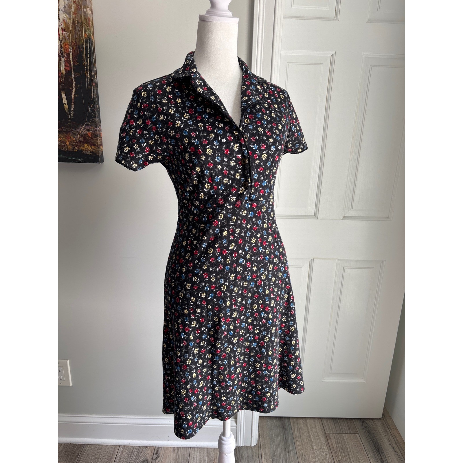 Vintage 90s Ditsy Floral Grunge Mini Dress Aeropostale Cottagecore Whimsigoth XS