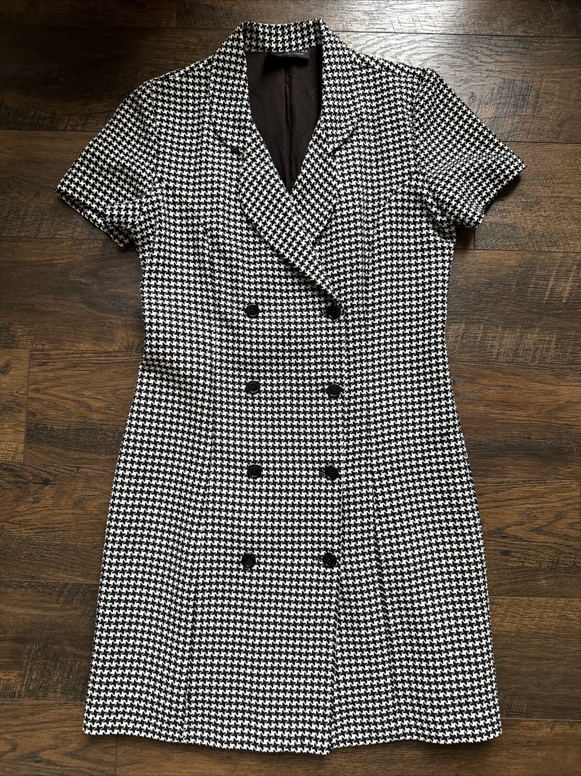 Vintage Metropolitan New York Houndstooth Double Breasted “Coat Dress” Lined A6