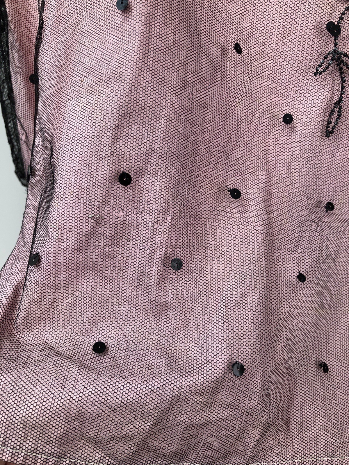 ANTIQUE VICTORIAN Early 1900s GIBSON GIRL PINK+Black JET SEQUIN BEADED 3Pc GOWN