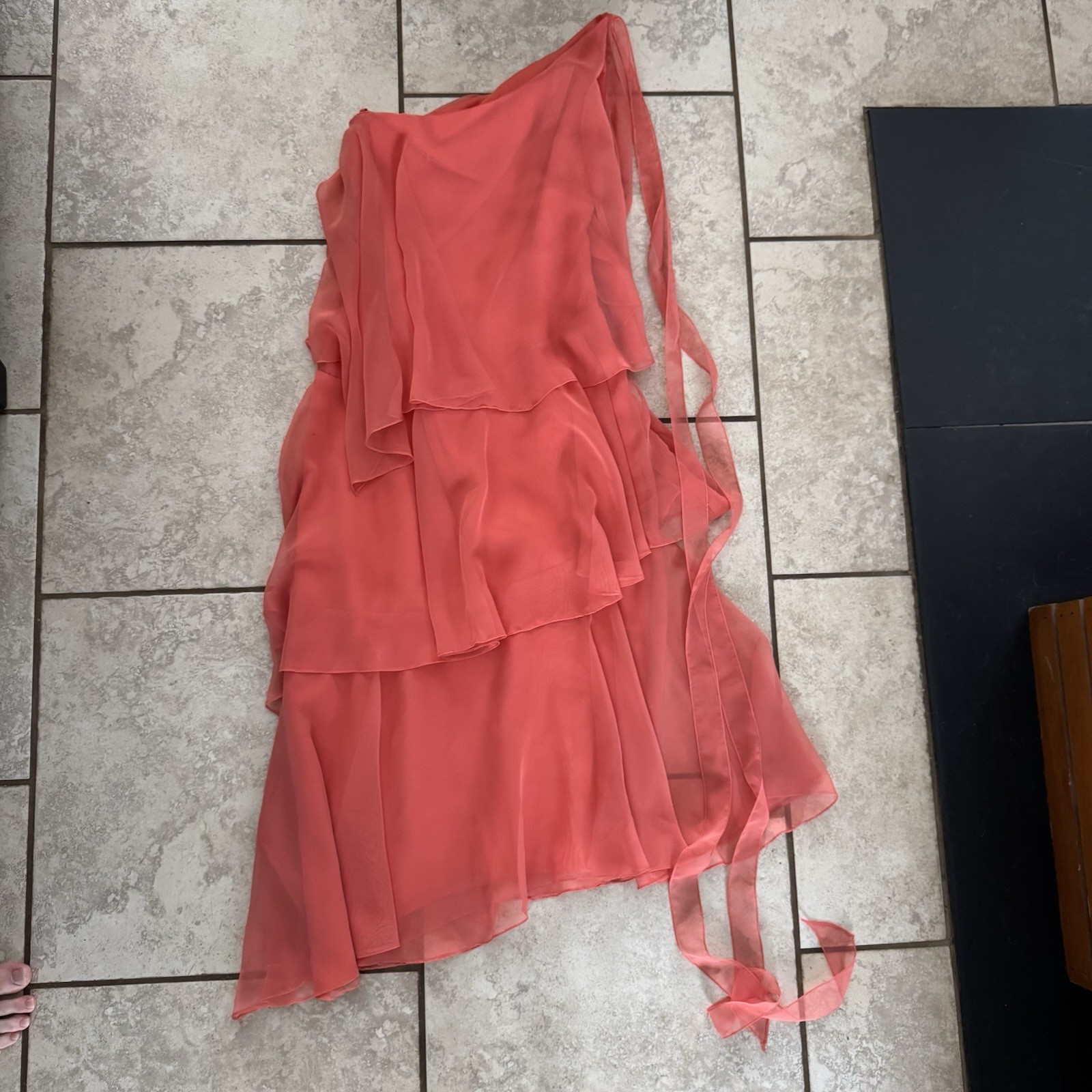 Vintage 1960s Designer Marita by Anthony Muto Evening Dress Orange Handmade Tier