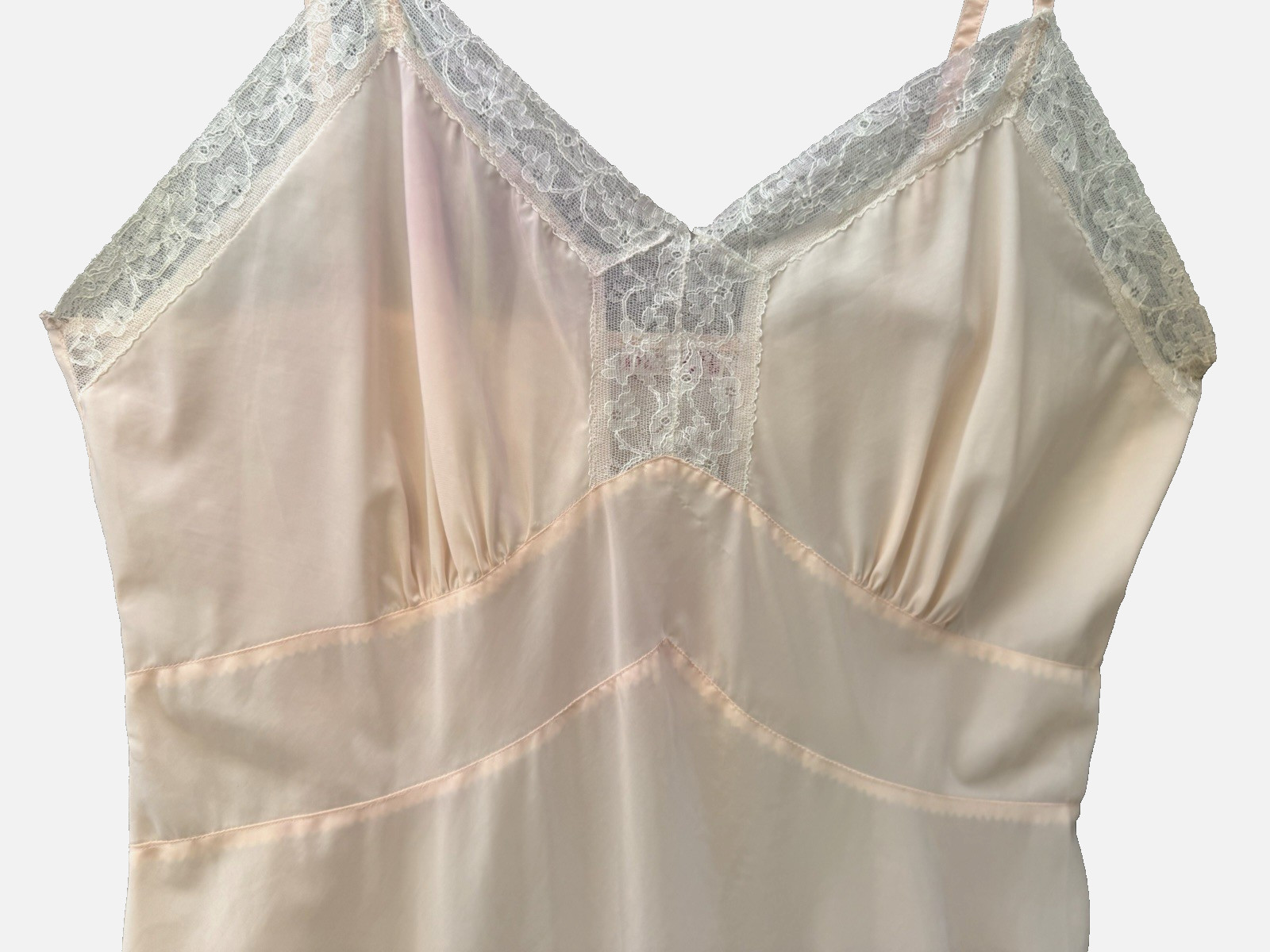 VTG Symphony Full Slip Dress Pink, Lace, Pink, Bust 36, Nylon Retro Sexy 1960’S