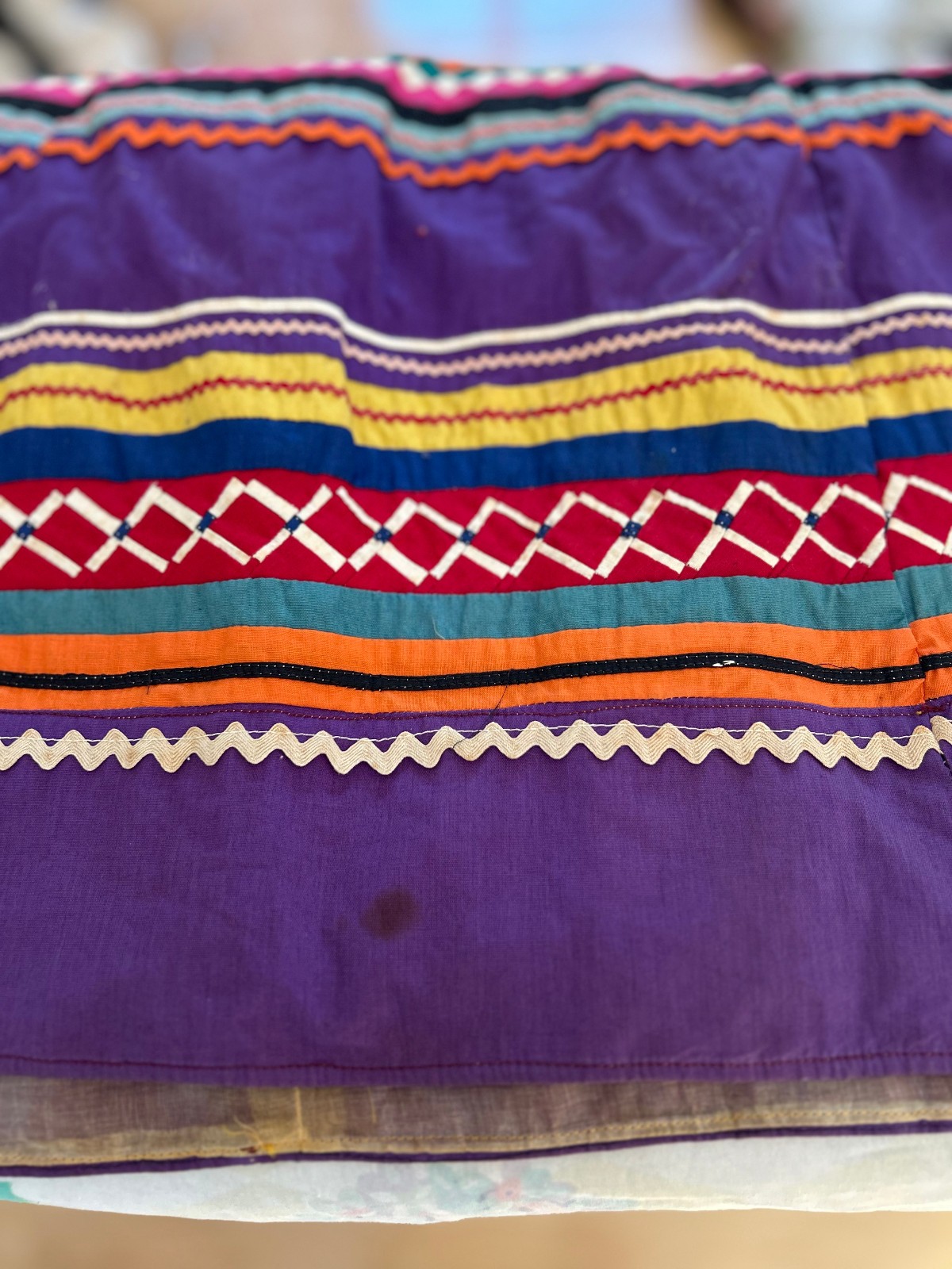 Vintage Colorful Native American Quilted Patchwork Skirt Seminole