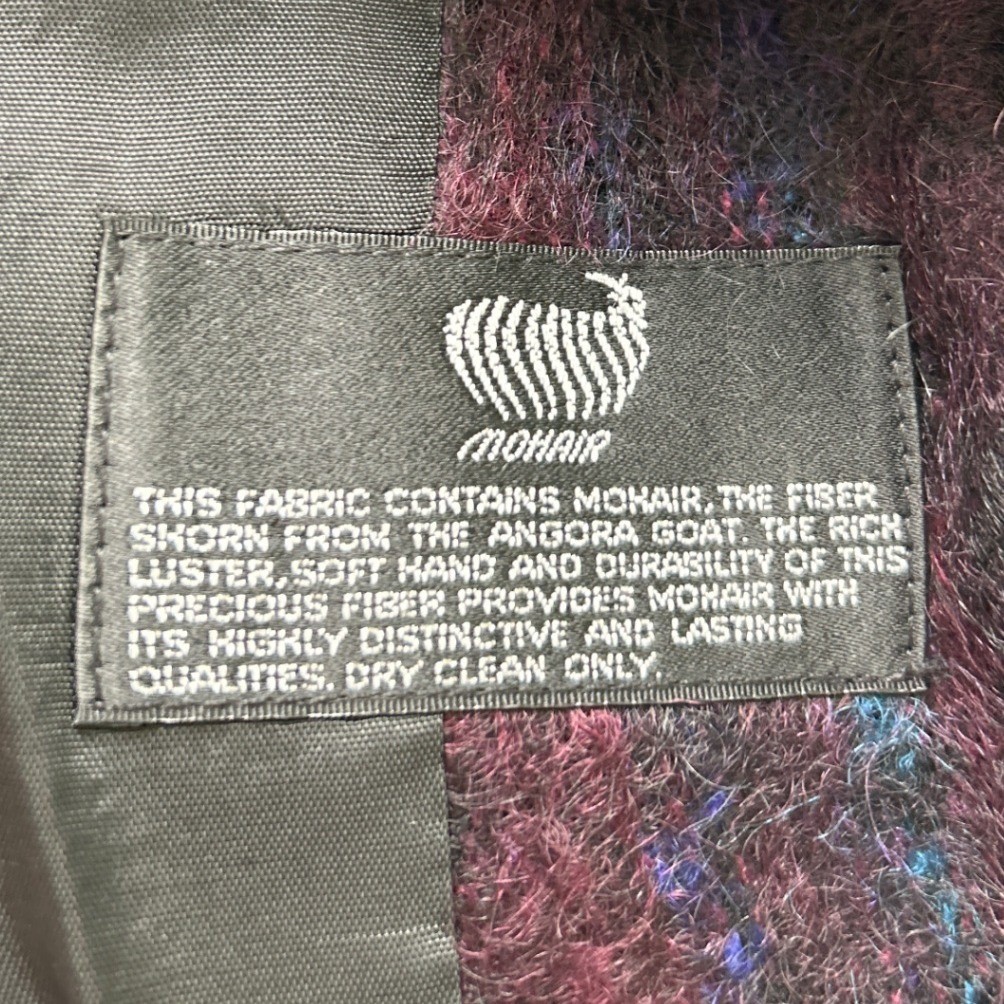Gantos Women Vintage Mohair Wool Blend Fuzzy Striped Blazer Size 12 Purple Multi