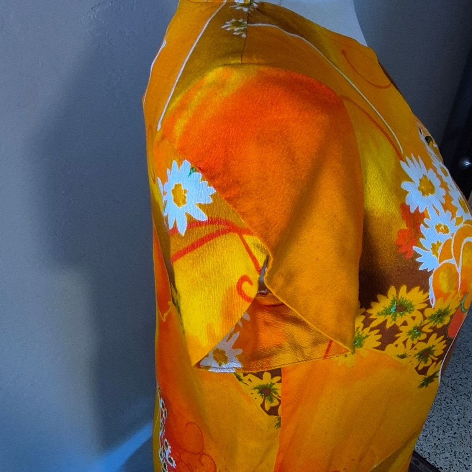 Vintage 60s Paradise Hawaii Orange Floral Shift Dress 12
