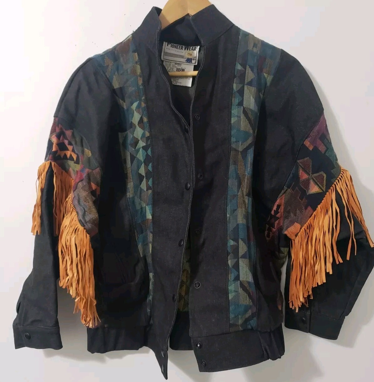 Vintage Pioneer Wear Leather Fringe Jacket Size 10 Made in Albuquerque, USA