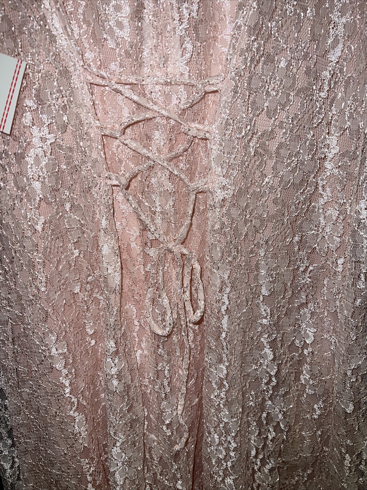 Med Vintage Peach Lace Gangster Tea Dress Lined, Bag NWT, Sized 18.5 Jr JC Penny