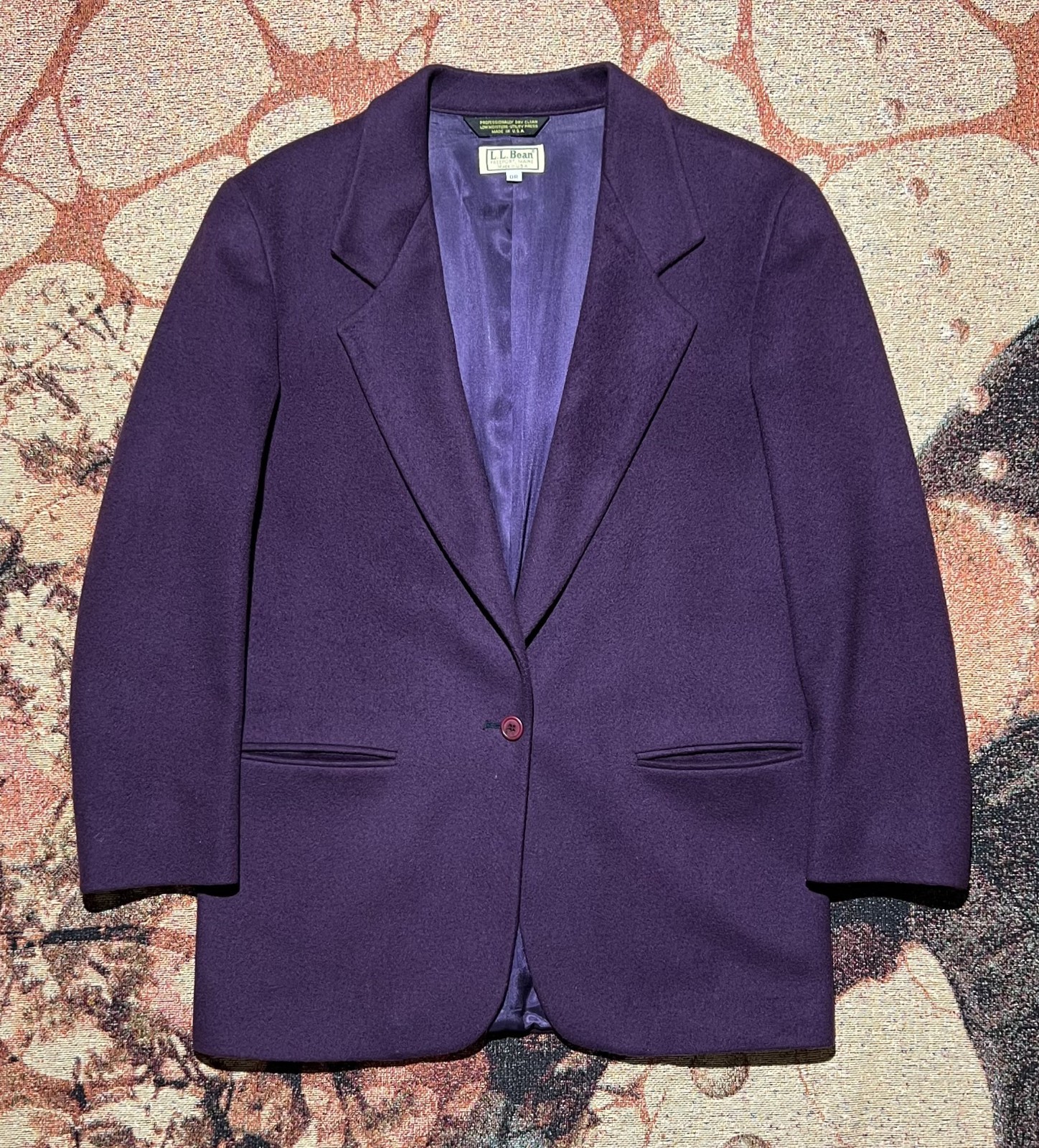 VINTAGE MADE IN USA L.L. Bean Women’s Wool Cashmere Blazer 8 Regular Plum