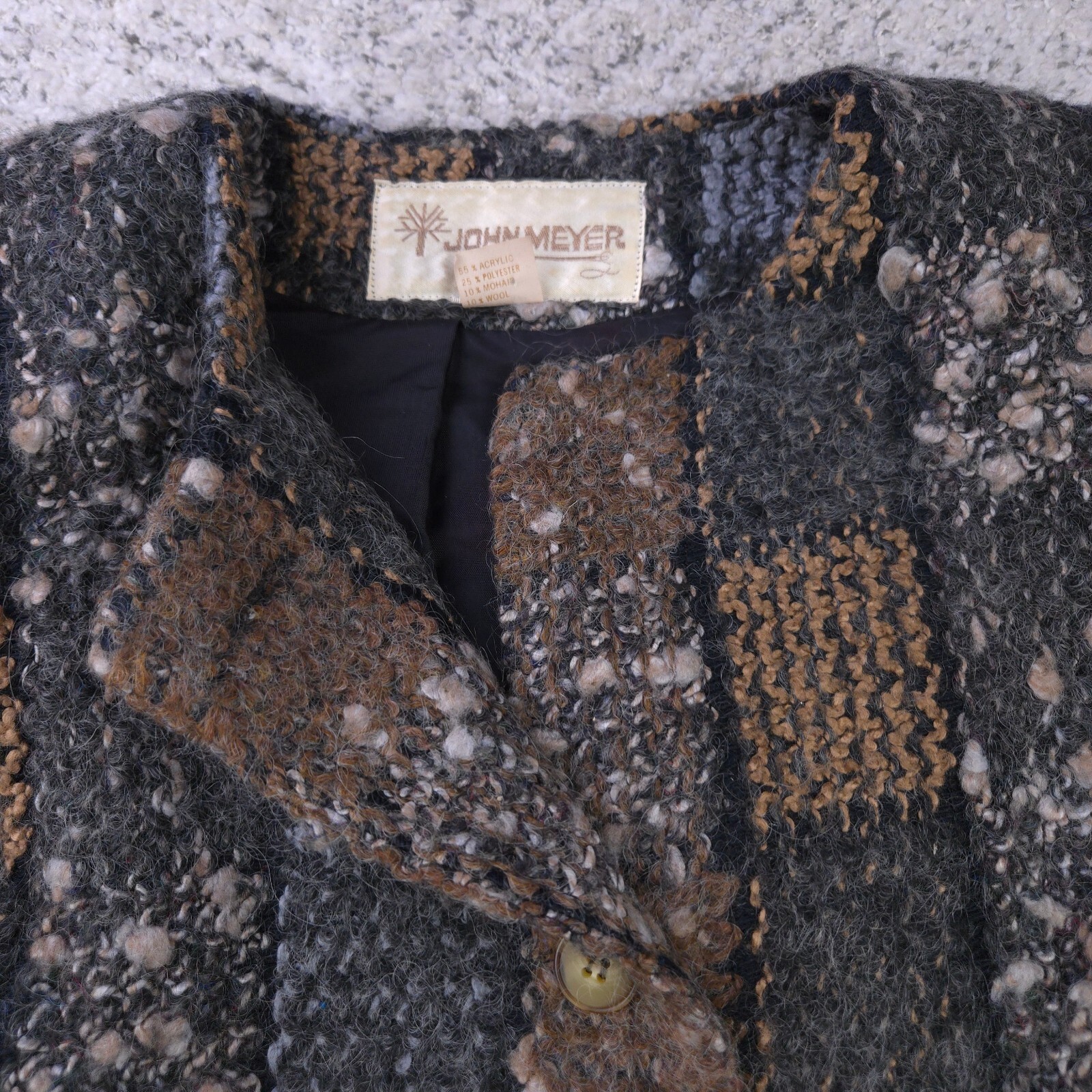 Vintage John Meyer Jacket Womens 6 Mohair Wool Blend 60s Cardigan Knit Lined GUC