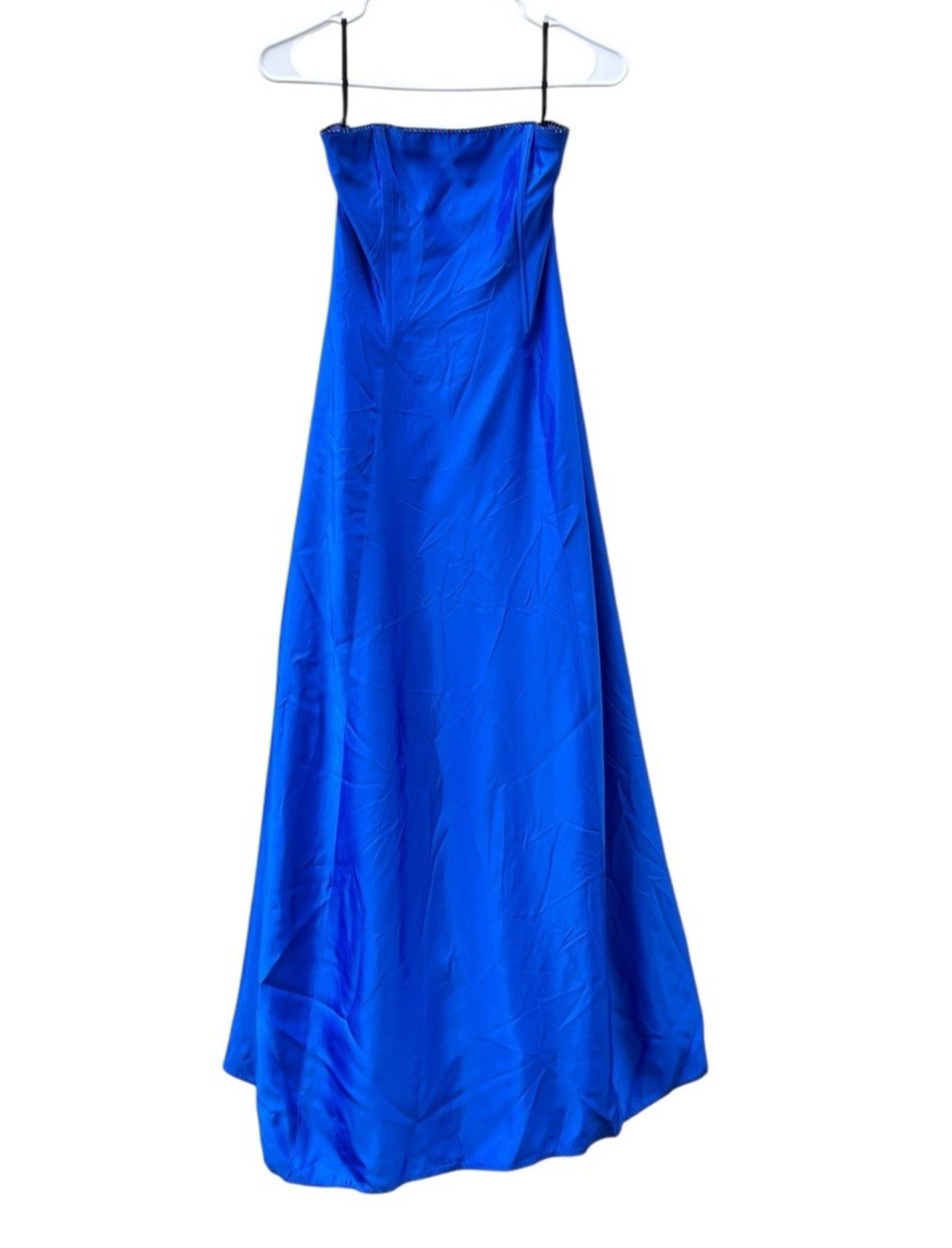 Gunne Sax Jessica McClintock Blue Strapless Prom Gown Vintage Y2k Formal Dress