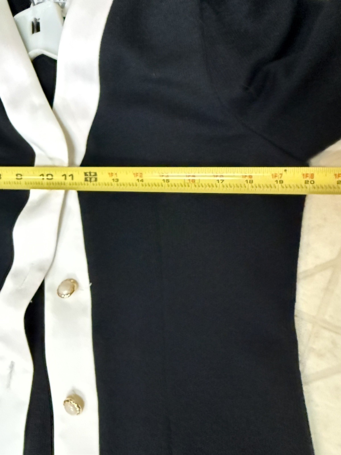 Vintage Leslie Fay Black White Contrast Dress Gold Button 80s 90s Power Career