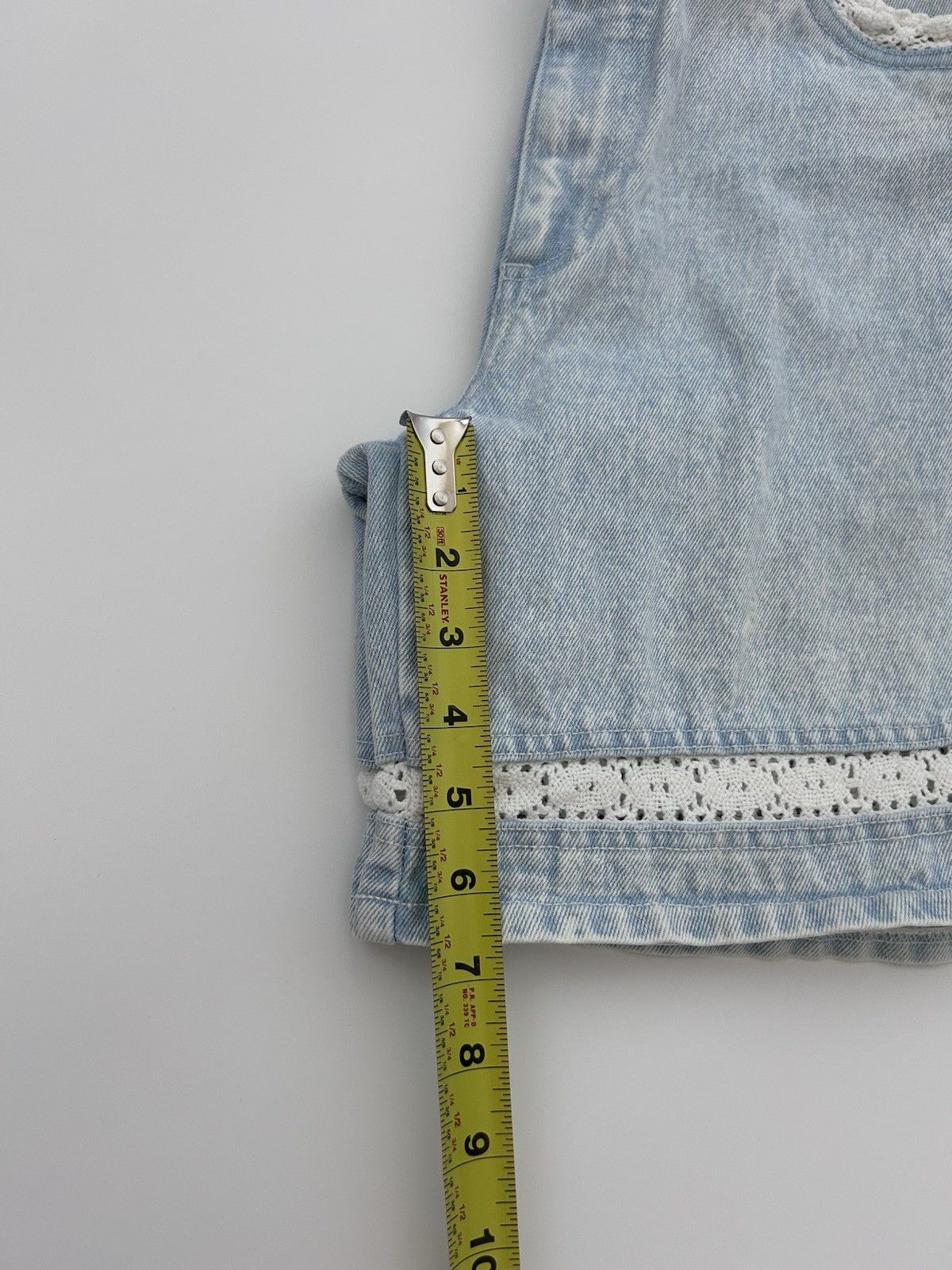 Vintage The Beverly Hills Denim Company Shorts Crochet Inset 90’s Cottagecore 7