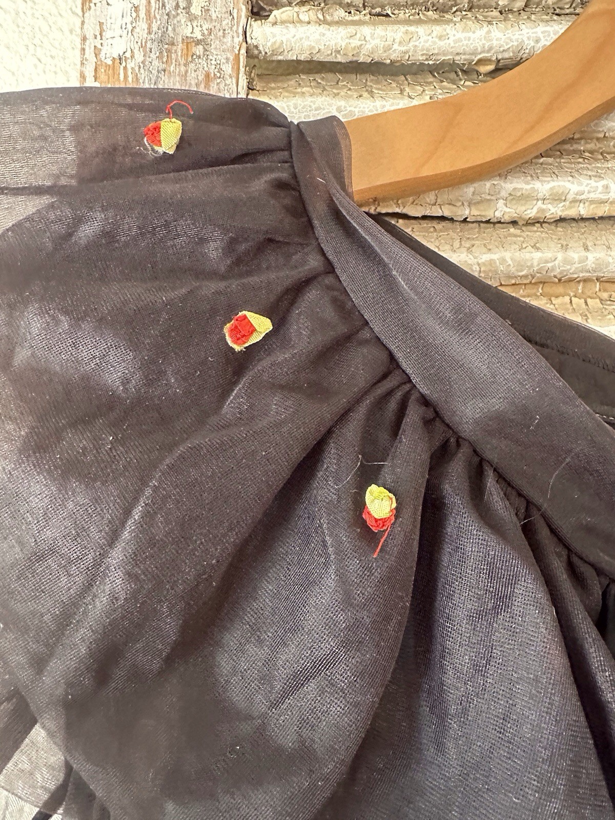 A7 Vintage Tall Fashions Of California Nylon Black Nightgown- 2 Piece Set! Sz S