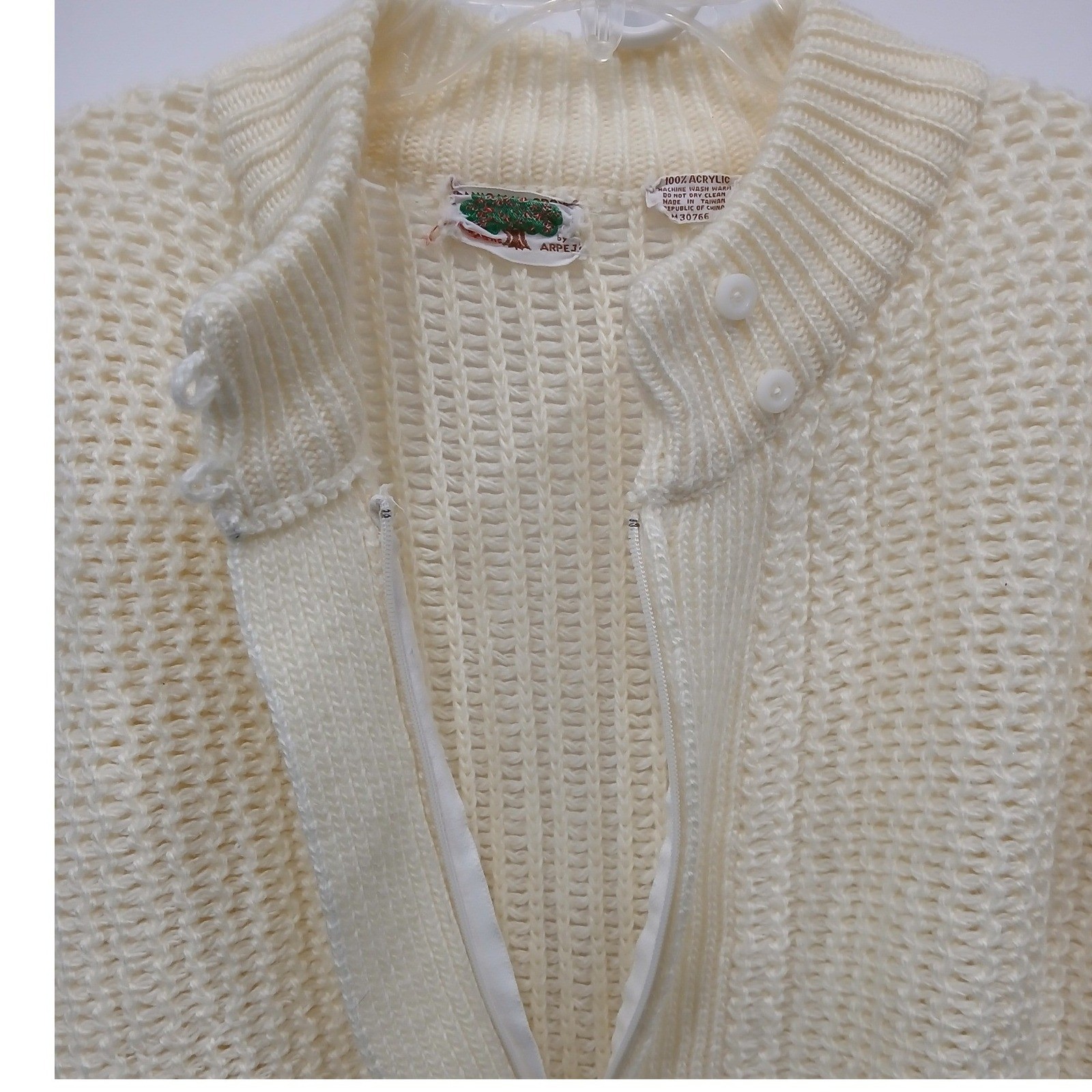 Vintage 70s Organically Grown by Arpeja Yellow Chunky Knit Cardigan Retro Boho M