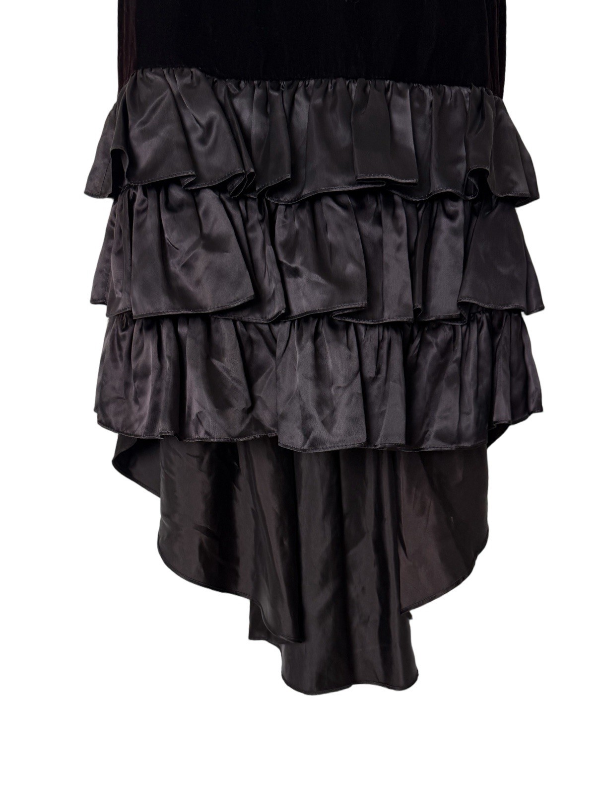 L.A. Glo Vintage 90s Velvet Ruffled Layered Hem Cocktail Dress Size 11/12 Party