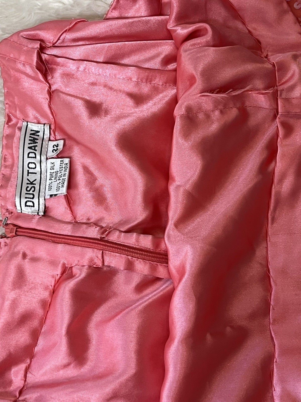 VTg DUSK TO DAWN 90s Beaded Sequin Maxi Rare Size 22 Pink Silk Leg Slits