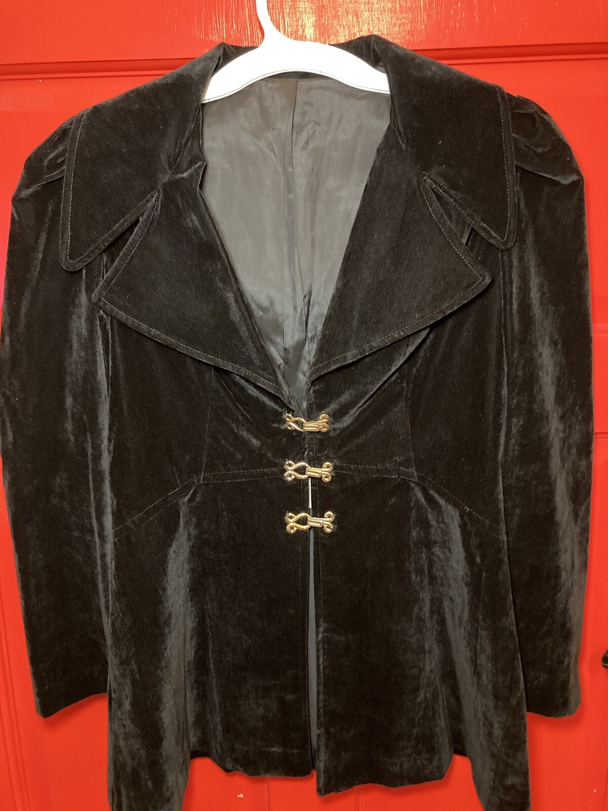Vintage 60/70s Black Velvet Collar Jacket Unisex See Desc 4 Sizing ILGWU Made
