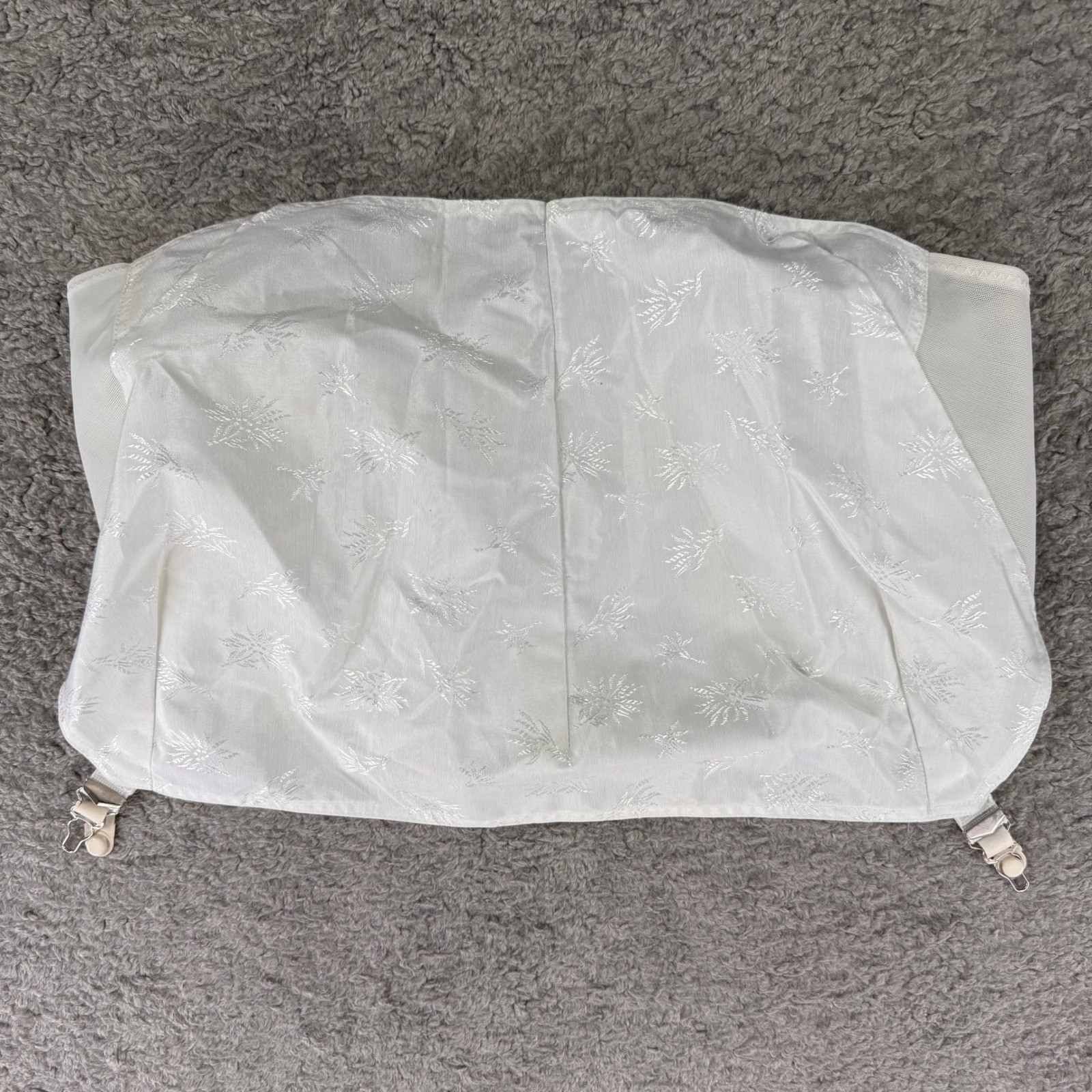 VTG Wynette by Valmont White Floral Waist Cincher Girdle Garter Belt 4XL-38