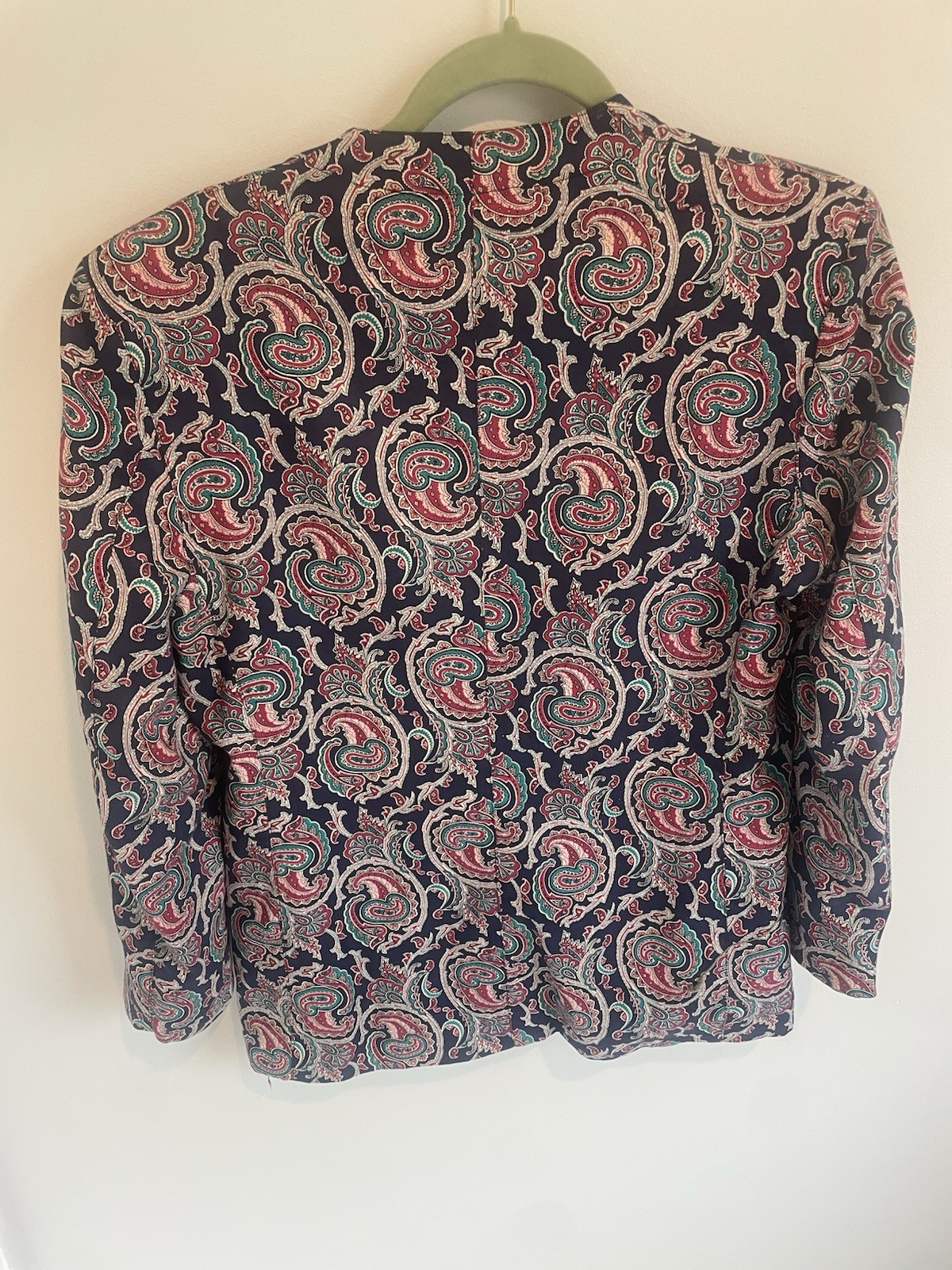 Vintage J.G. Hook Petites Paisley Blazer 3 Button Sz 8 Linen Cotton Blue Purple