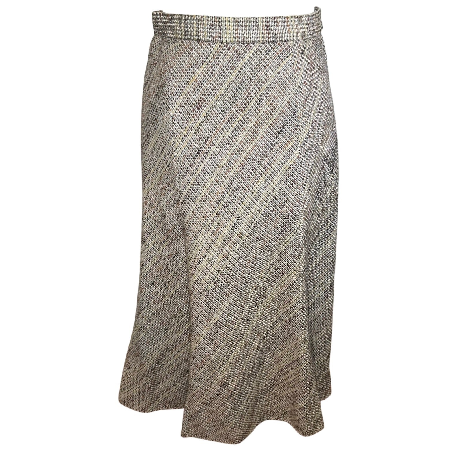 VTG 60s Bespoke S Wool Midi Skirt Retro Mod Dark Academia Twee Preppy Minimalist