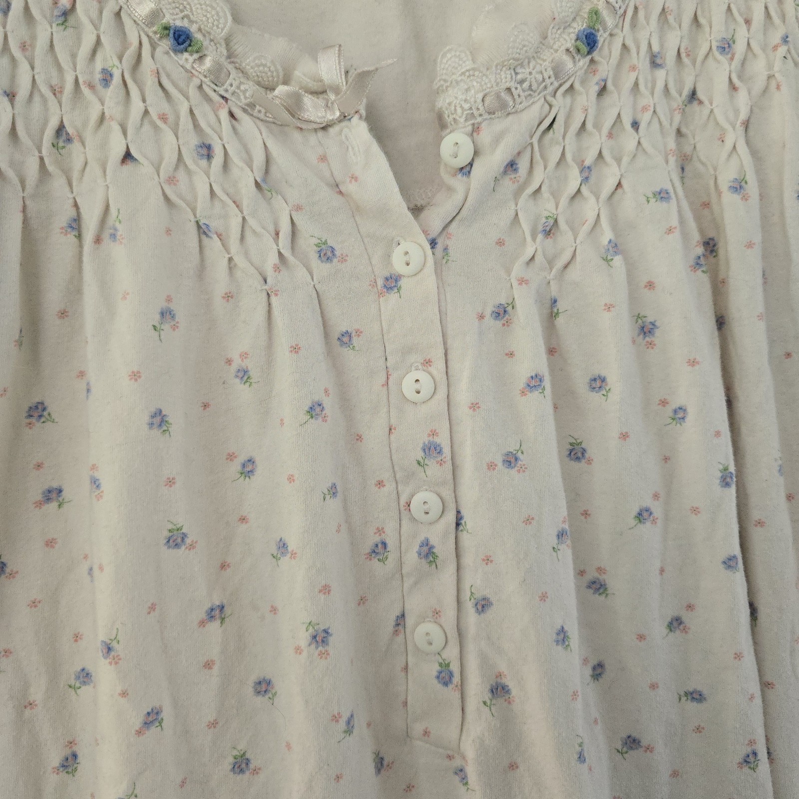 VTG 90s Nightgown Nap Dress Feminine Ditsy Floral Lace Cottagecore Grandma Sz L