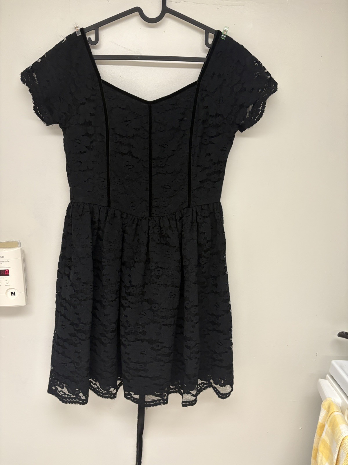 Vintage Prom Dress Ports International Black Lace Dress w/ Corset Back Sz 10-12