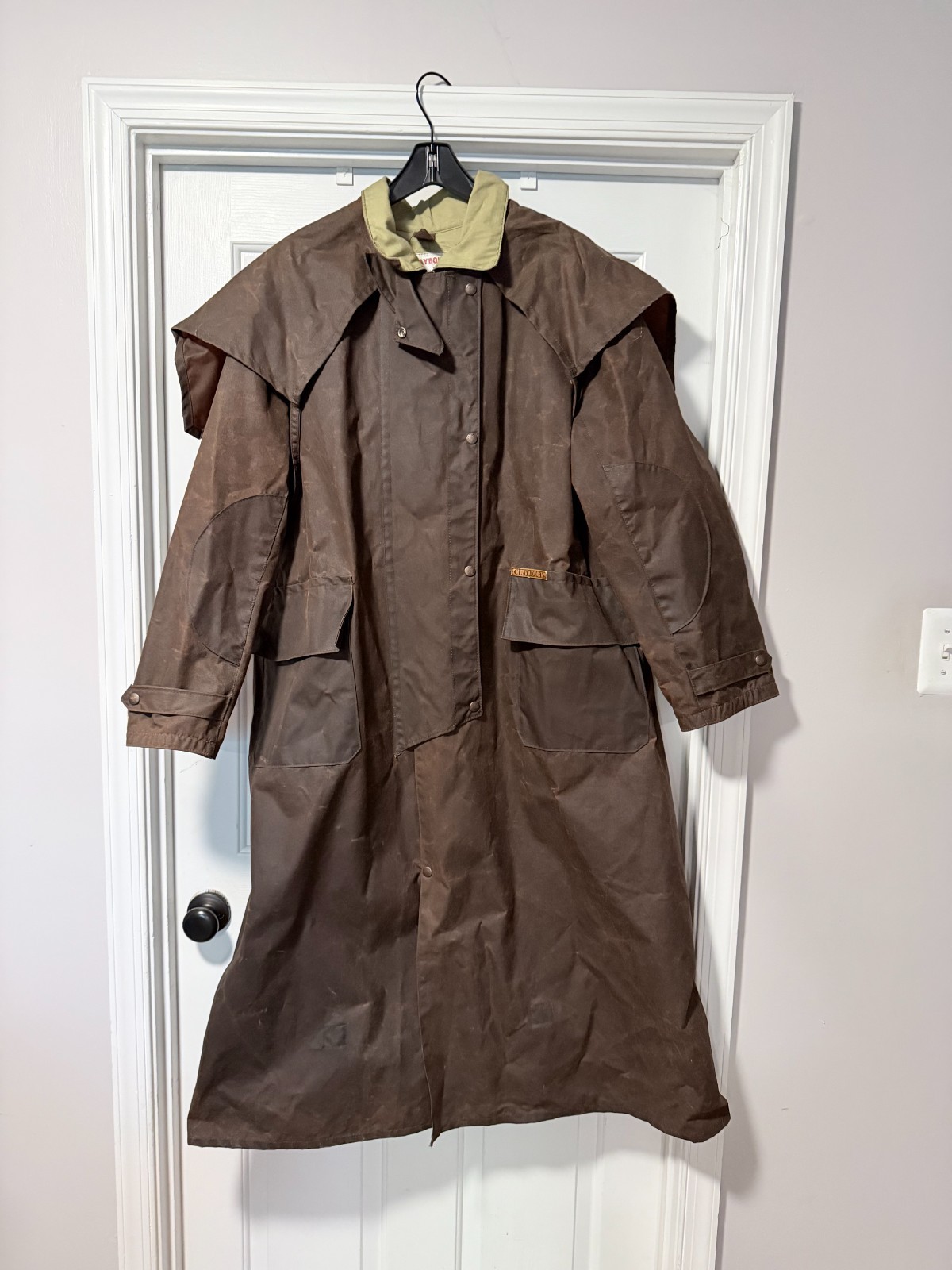 Old Vtg Brown Claybourn Oil Skin Cotton Horse Riding Coat Jacket Sz 76 Australia