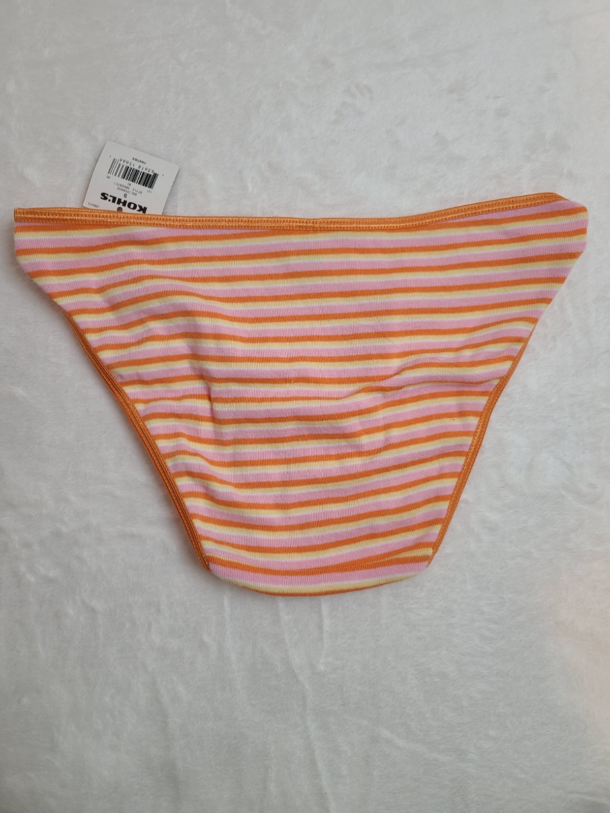 New VTG Kohl’s SO Classic Cotton Low Rise Bikini Panty Size Sm Orange Stripe