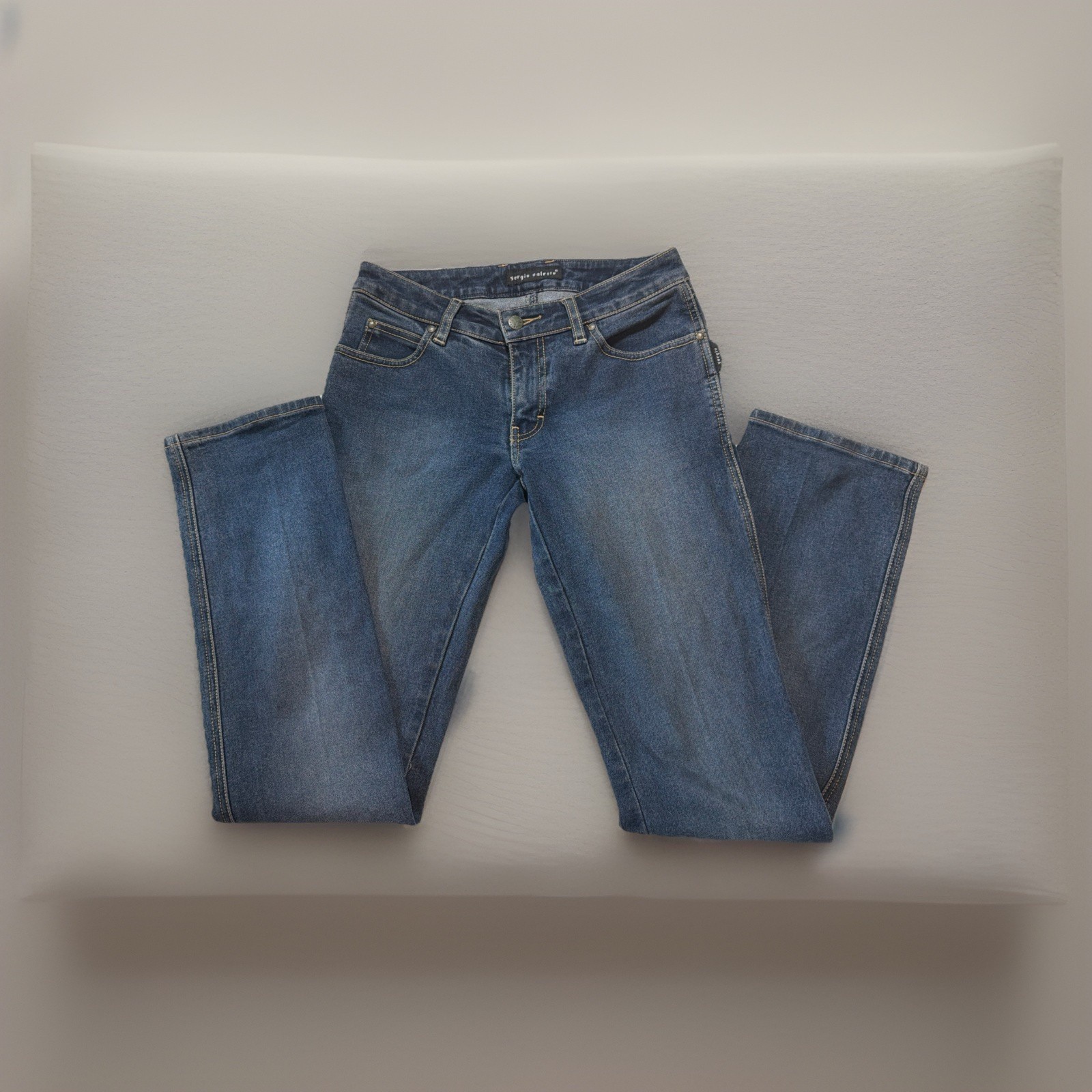 VTG Sergio Valente Jeans 70s 80s Designer Denim Bull Head Patch Pocket Art Sz 26