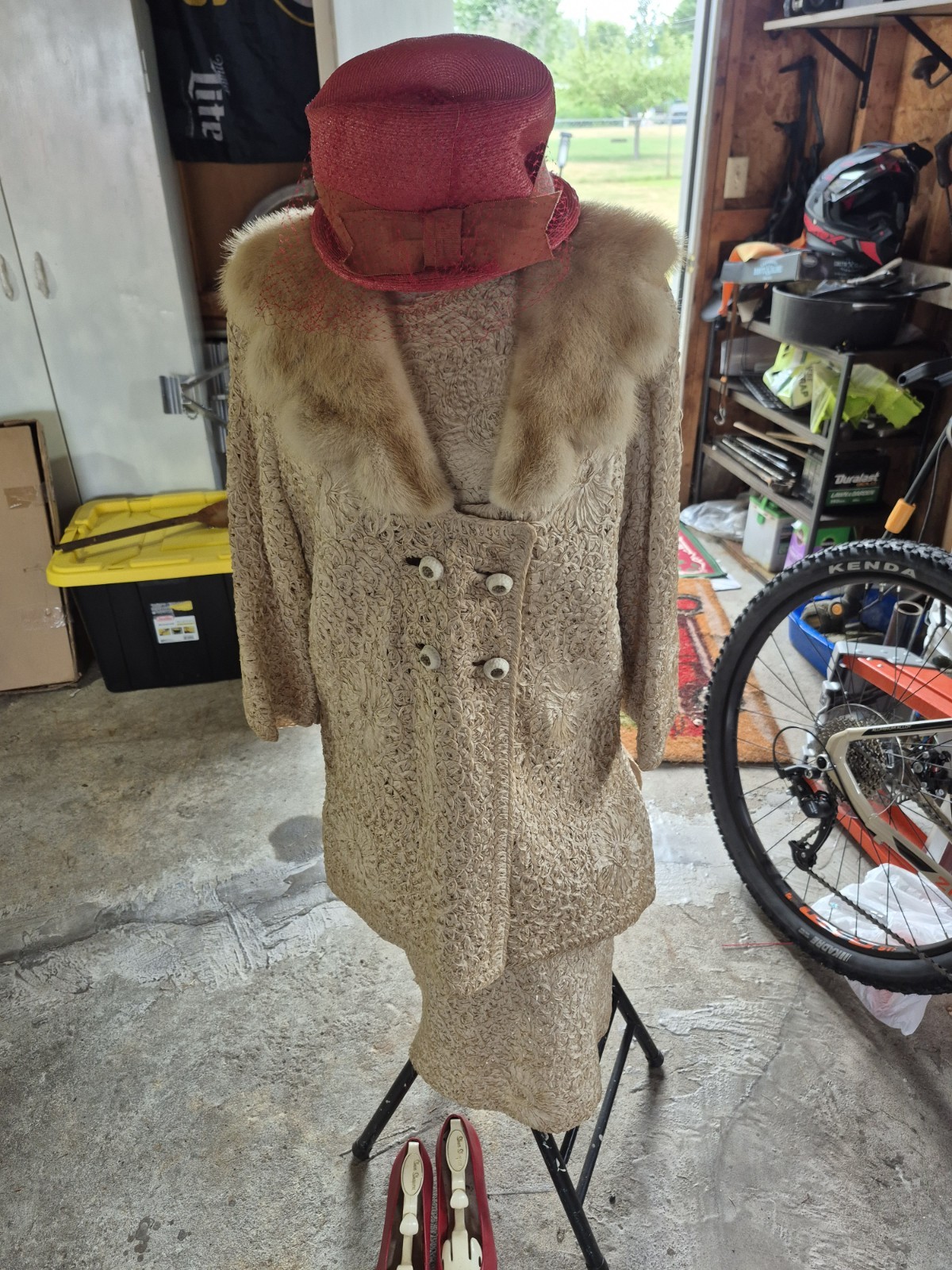 1950’S 3 PIECE WOMANS SUIT made By Kobren SATOUCHE Lace, White Mink,…
