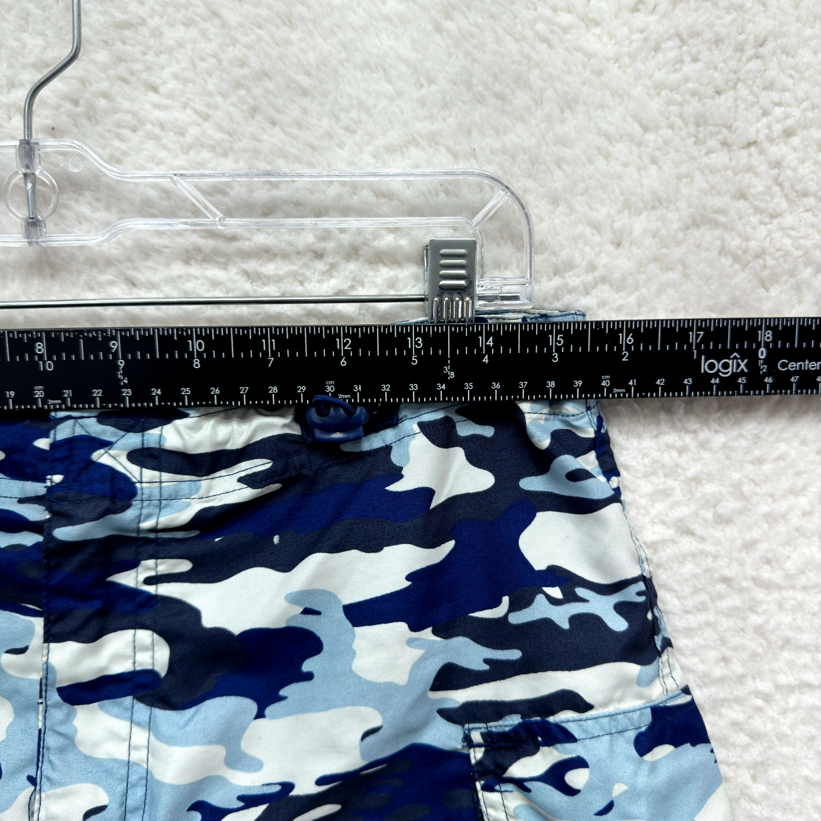 90s Y2K Vintage Swim Shorts Large Womens Blue Camo Army Cargo Sporty Surfer