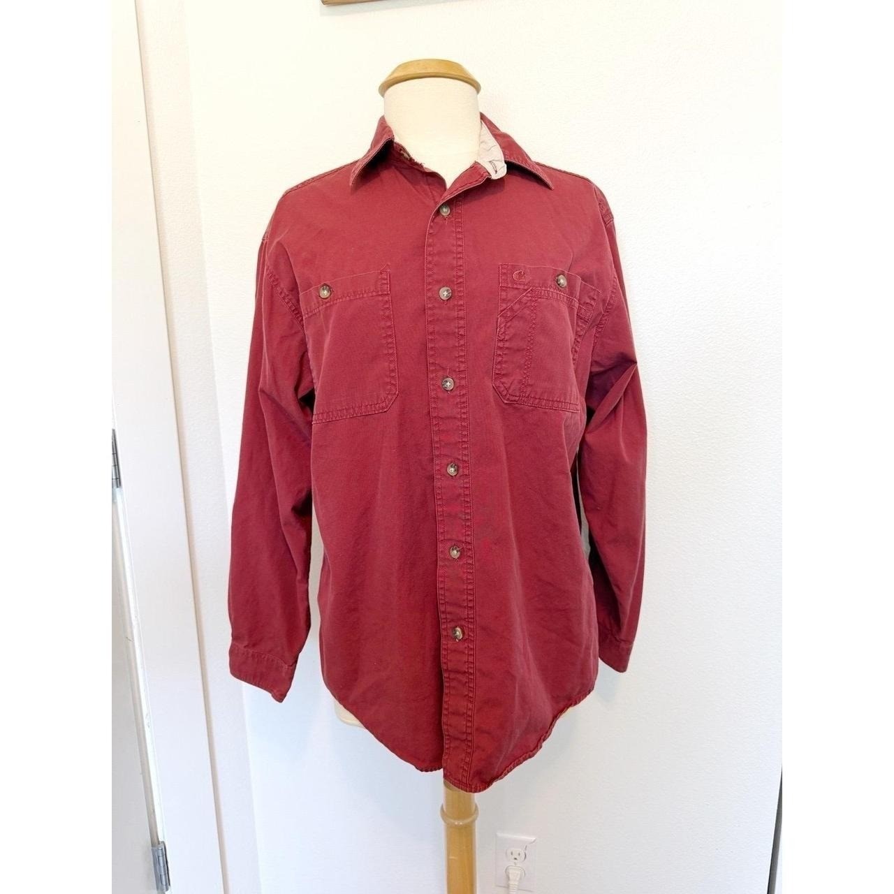 Carhartt Women’s Vintage y2k button down shirt size Large burgundy red trendy