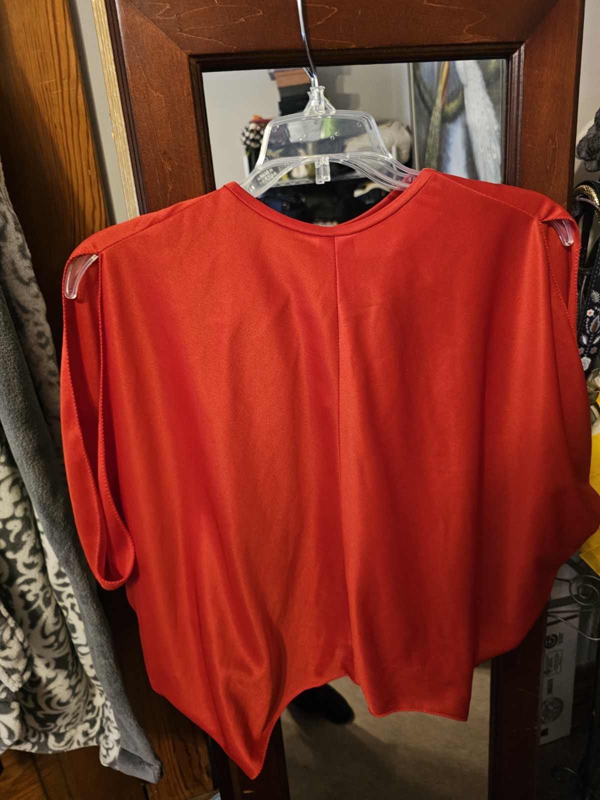 True Vintage Unbranded 1970s Caolet Dress Long Red Disco Evening Caplet Size…