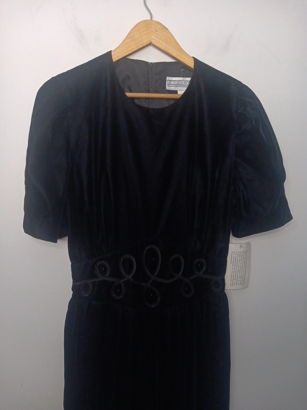 Jessica Howard Vintage 80s Black Midi Velvet Evening Gown Dress Womens 8 NWT USA