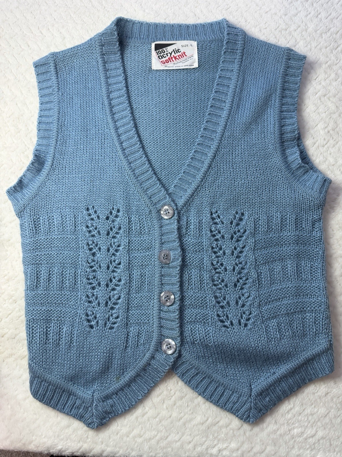 Vintage Women’s 1980s Blue Acrylic Sweater Vest Size L