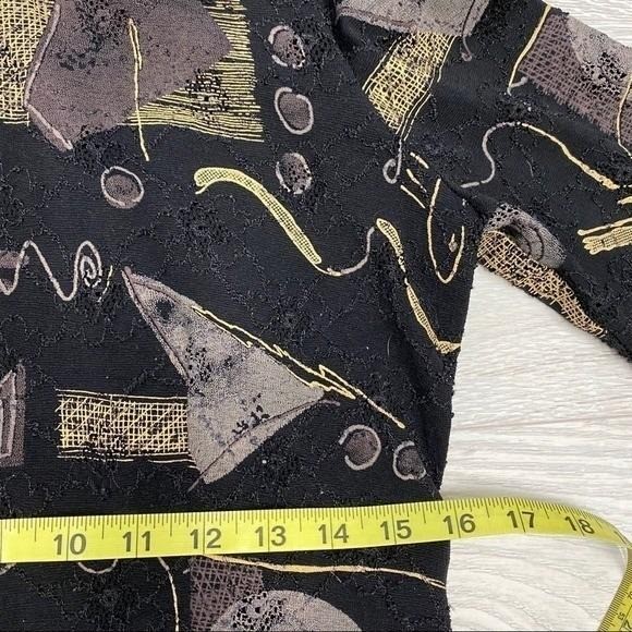 Vintage Abstract Geometric Zip Jacket Black Gold Rhinestone Shoe Pull Large
