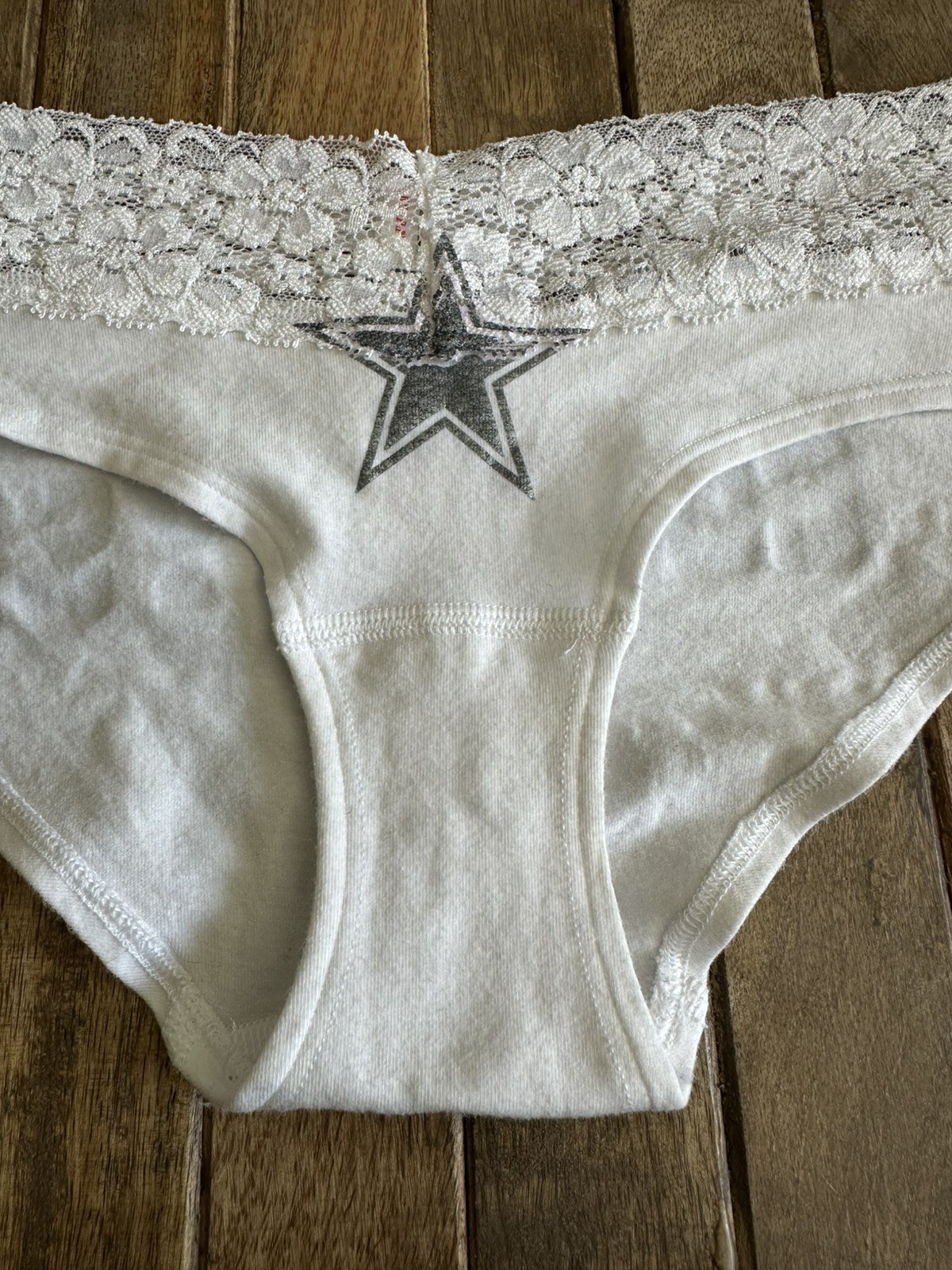 Vtg Victoria’s Secret Pink S “Let’s Go Cowboys” Bikini Panties Panty W Lace Trim