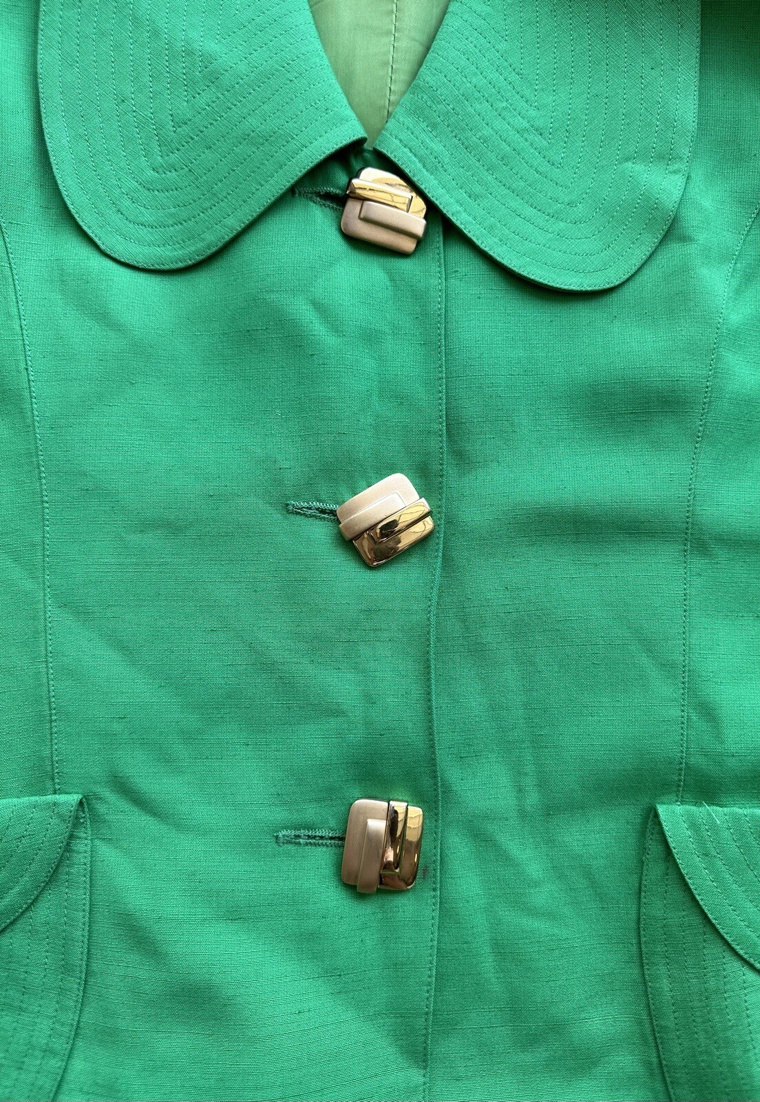 Vintage PSI Couture Green Saint Patricks Blazer & Skirt Set Sz 14 Union Made USA