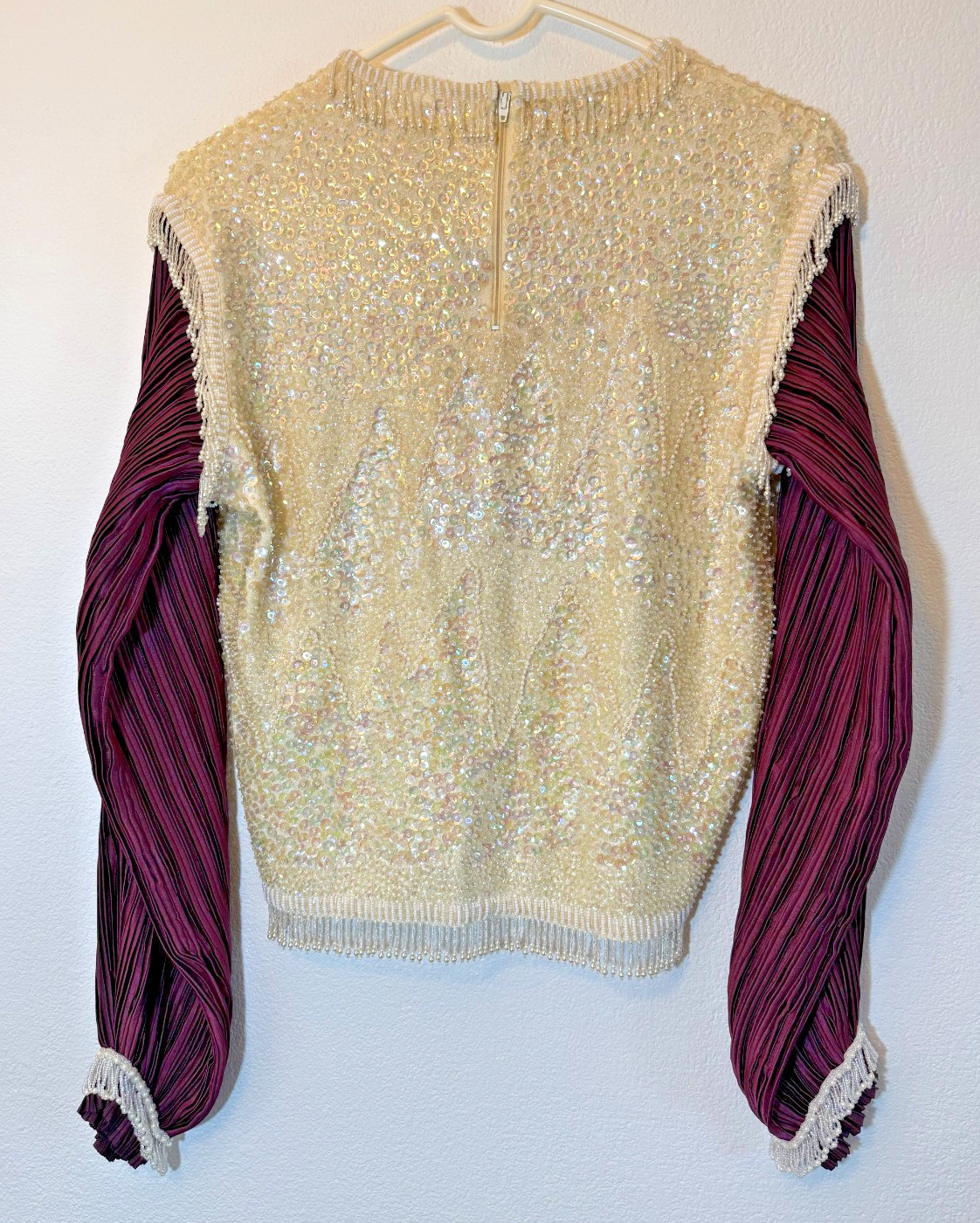 Bucaroni Vintage Beaded Sequin Antron SZ S top w/ Purple sleeves and Skirt 60’s