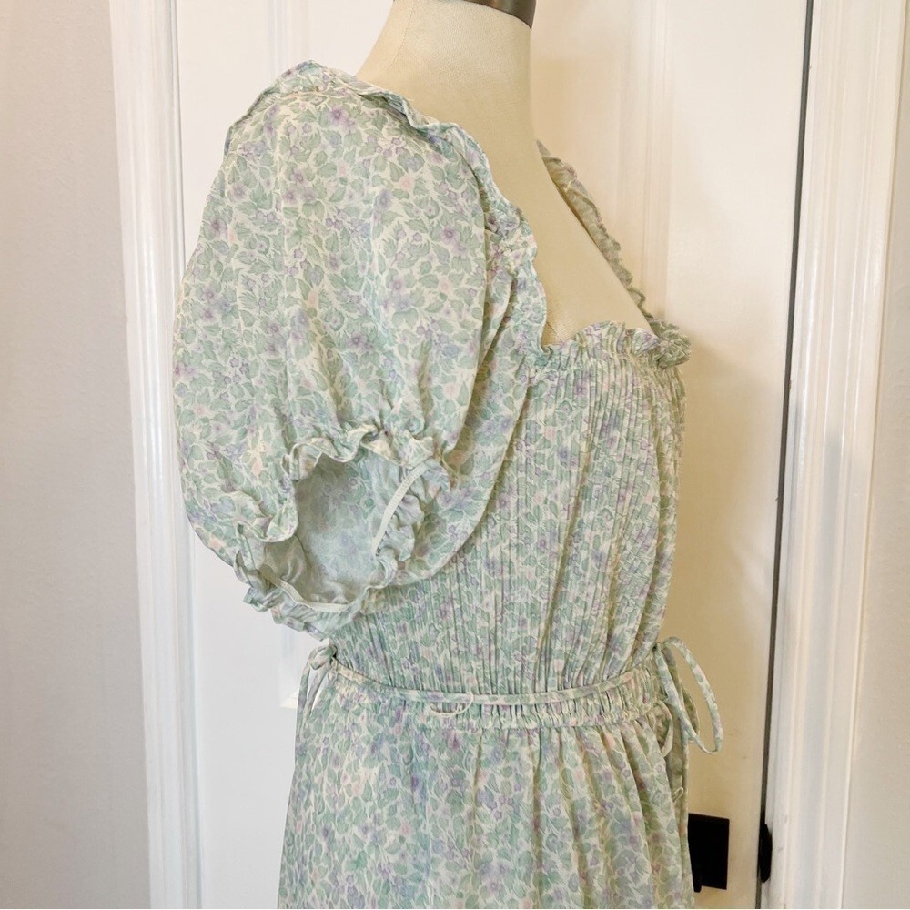 Phase II Vintage 70’s Floral Print Maxi Dress Romantic Prairie Ruffle