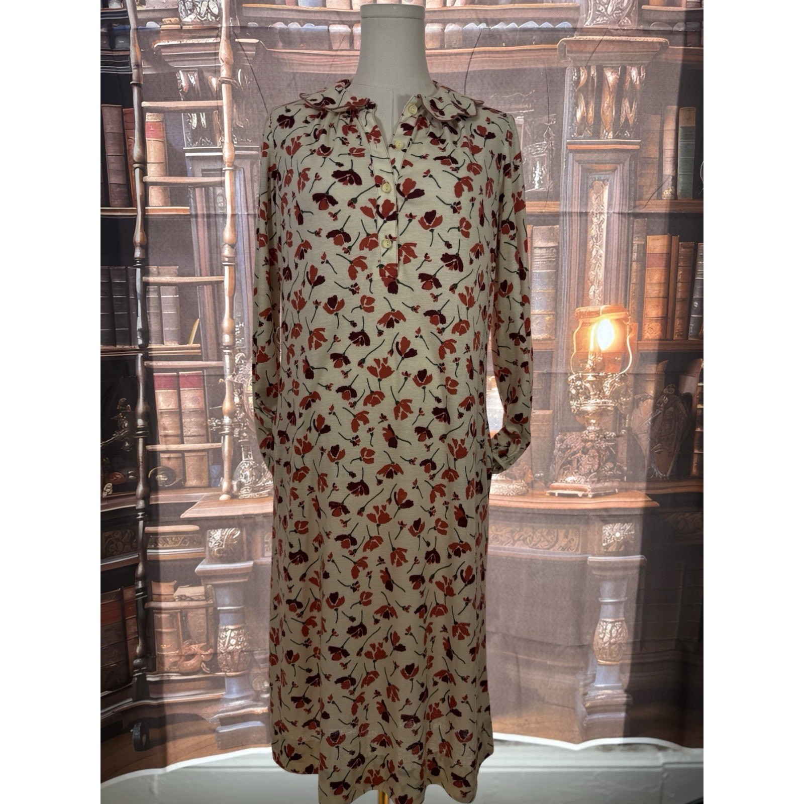 Vintage Tanner Floral Midi Dress – 70s Cottagecore Fall Vibes Size 8