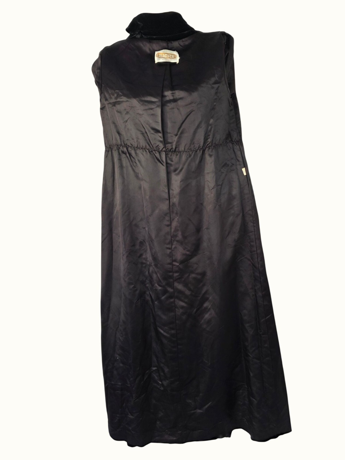 Vintage Marsis California Black Velvet Maxi Opera Coat XS/S Glass Btn Gothic 70s
