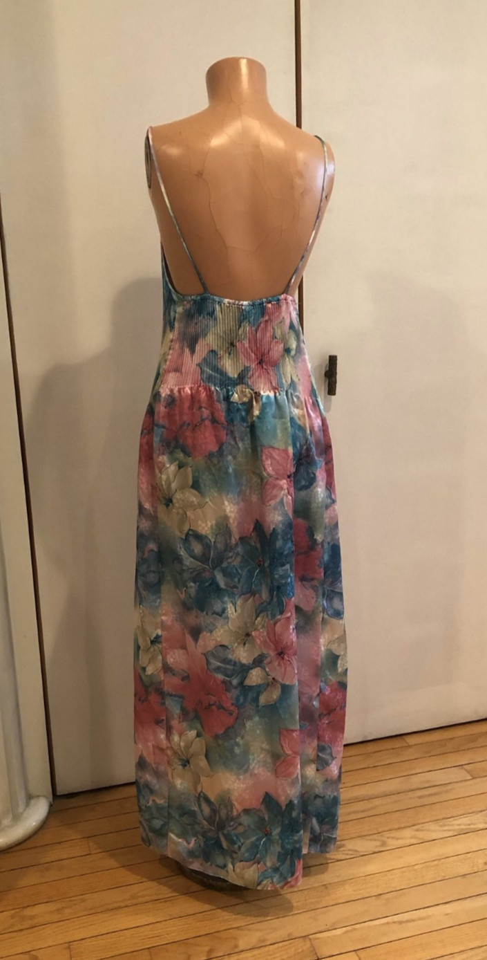 VTG Mary McFadden Vintage Pastel Floral Maxi Nightgown Gown Style 7209 USA
