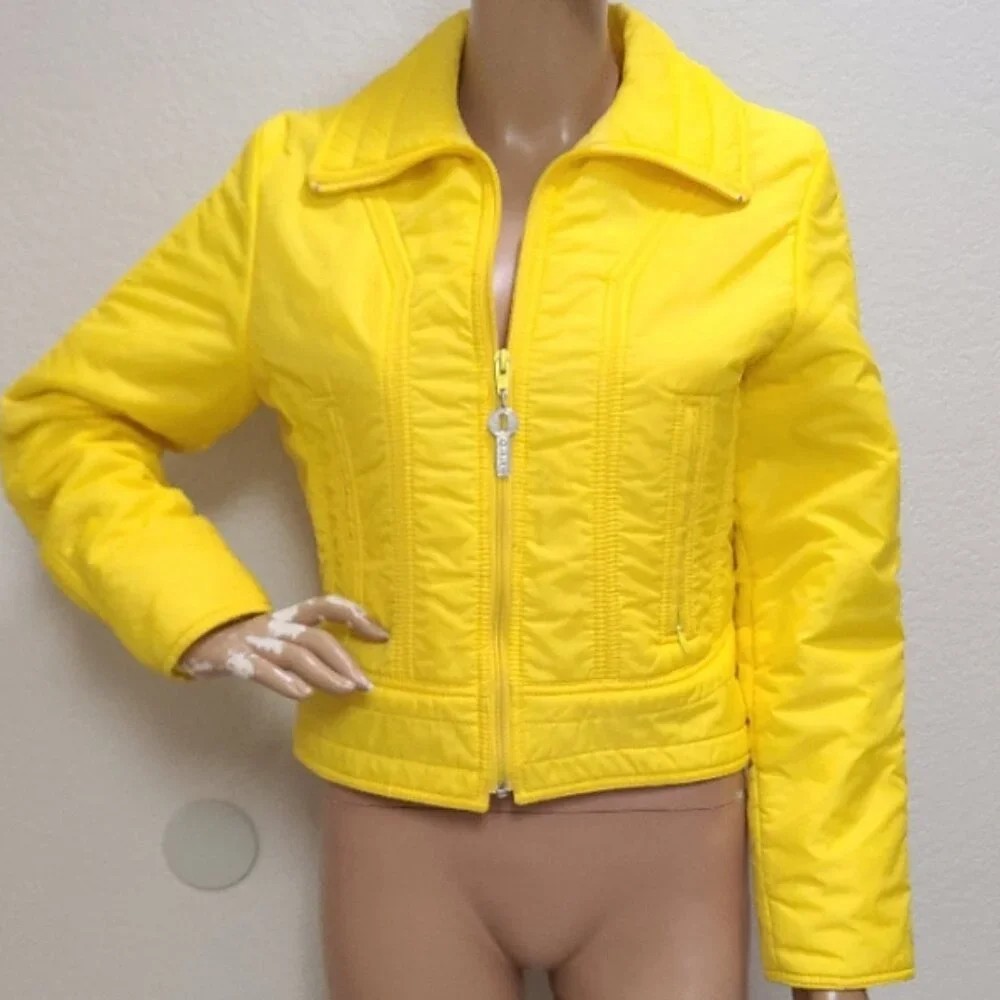 VINTAGE 1960s OSSI CROPPED MOD SKI JACKET LOGO KEY TOGGLE STAR QUILTING sz S/M
