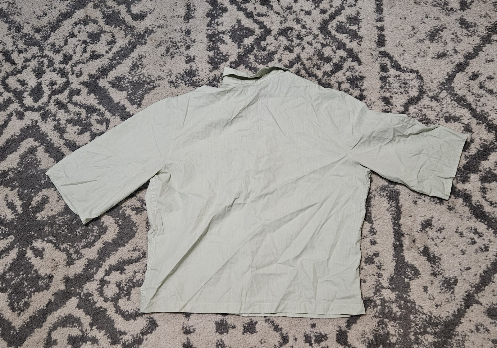 Vintage Women’s Pale Green Button Front Short Sleeve Blouse Wash & Wear Size L 1