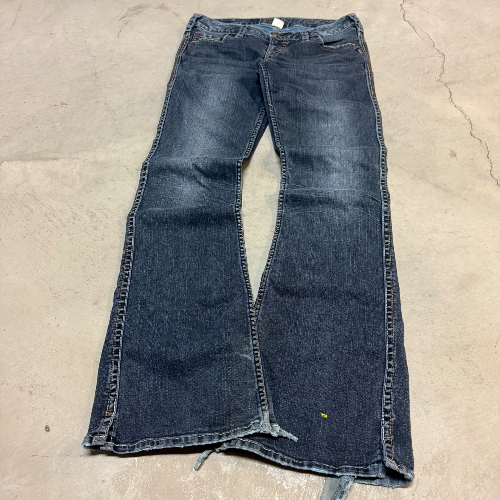 Vintage y2k Womens Silver Baggy Flare Jeans