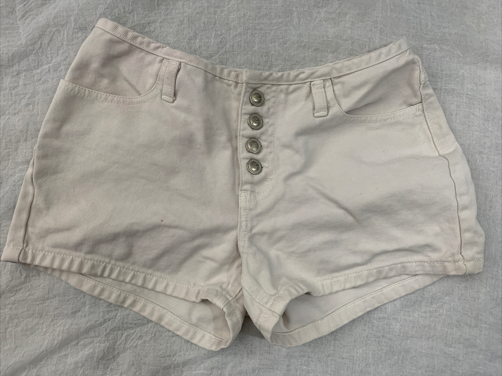 No Excuses Women’s Junior’s Size 5/6 White Denim Jean Shorts Button Fly Vintage